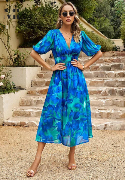 Beautiful Flower Print Party Dress