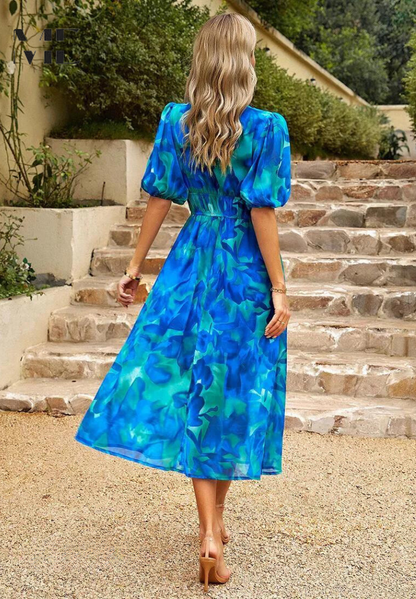 Beautiful Flower Print Party Dress
