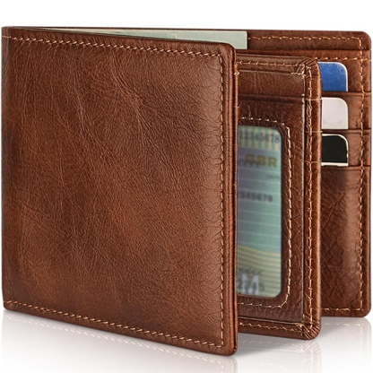 Thin Men's Leather Bifold RFID Wallet