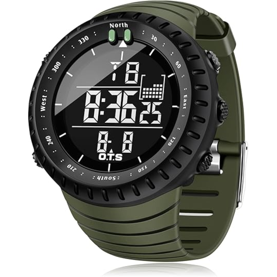 Rugged Men's Digital Outdoor Watch - Water Resistant & LED