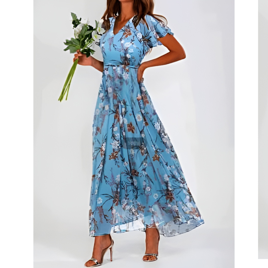 Beautiful Long Flowy Ruffle Sleeve Maxi Dress for Women