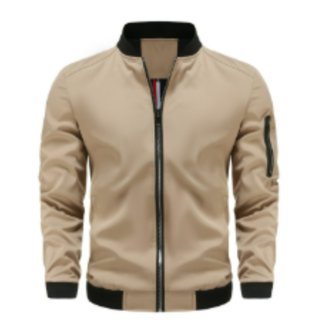 Slim Fit Mens Zip Up Leather Bomber Jacket