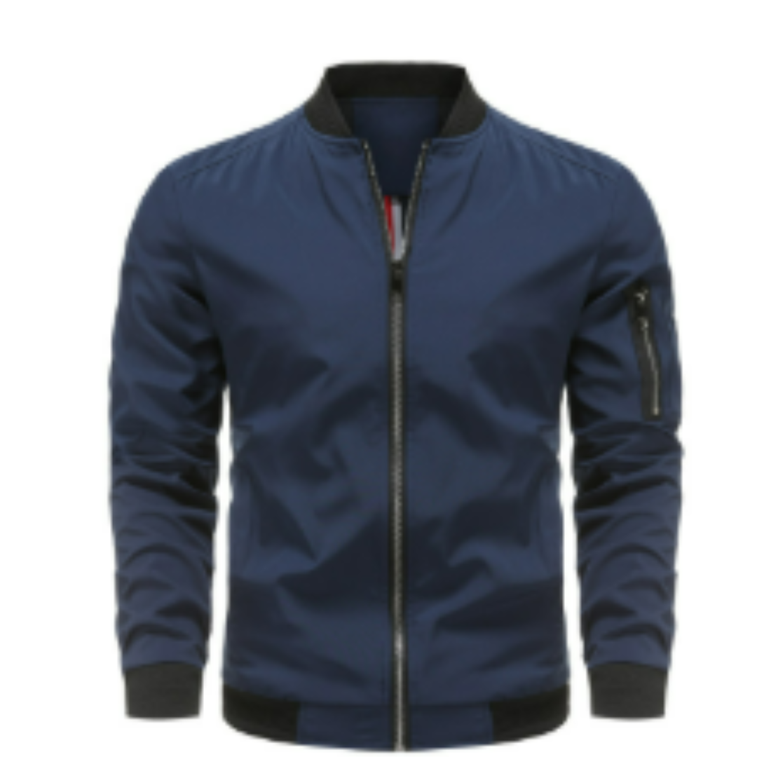 Slim Fit Mens Zip Up Leather Bomber Jacket