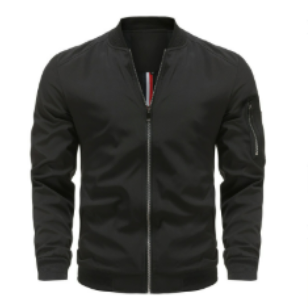 Slim Fit Mens Zip Up Leather Bomber Jacket - Luxivelle