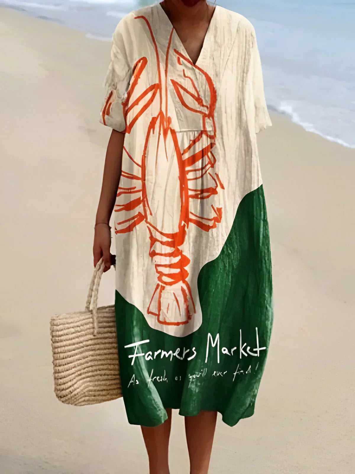 Fun Crab Printed Summer Dress - Luxivelle