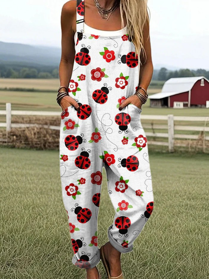 Cute Insect Print Jumpsuit - Luxivelle