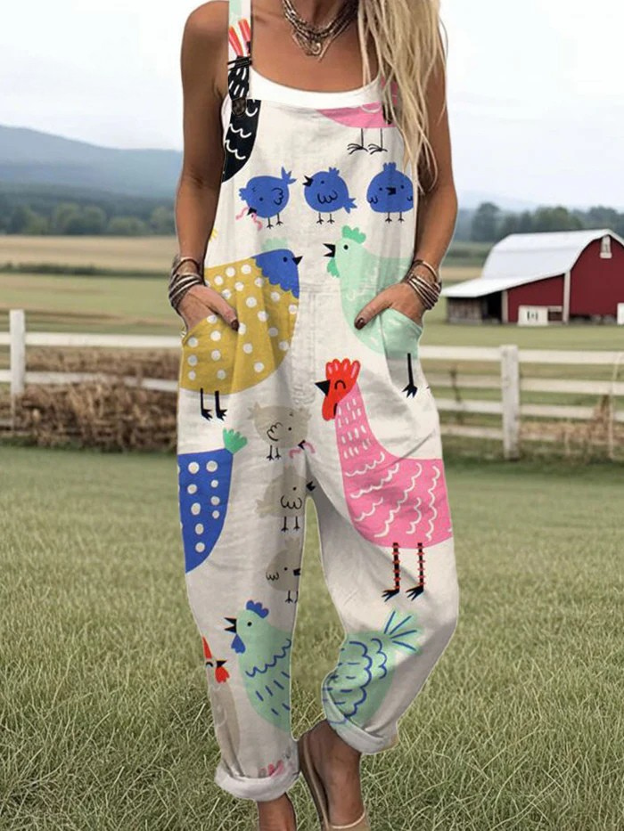 Fun Chicken Print Romper - Luxivelle