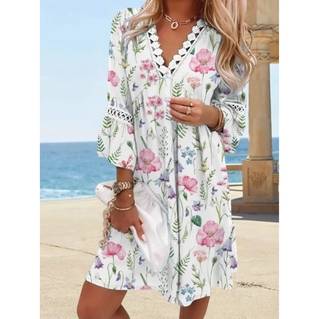 Ladies' Elegant Floral V Dress