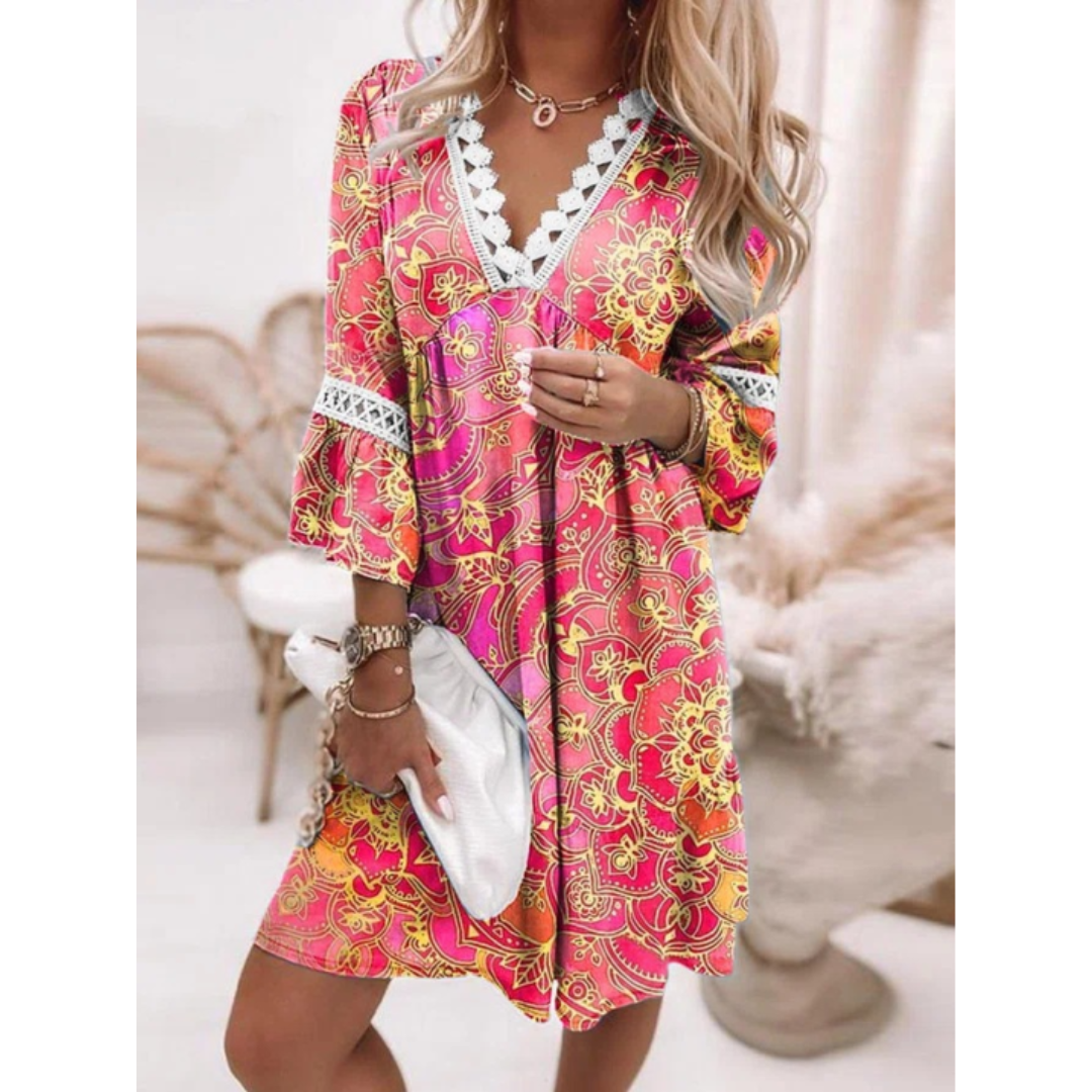 Ladies' Elegant Floral V Dress