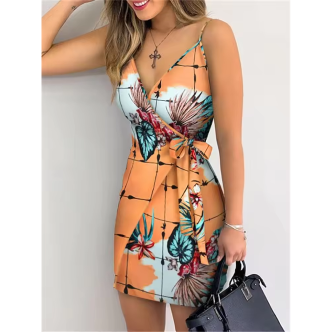 Chic Sleeveless Wrap Bodycon Mini Dress - Luxivelle