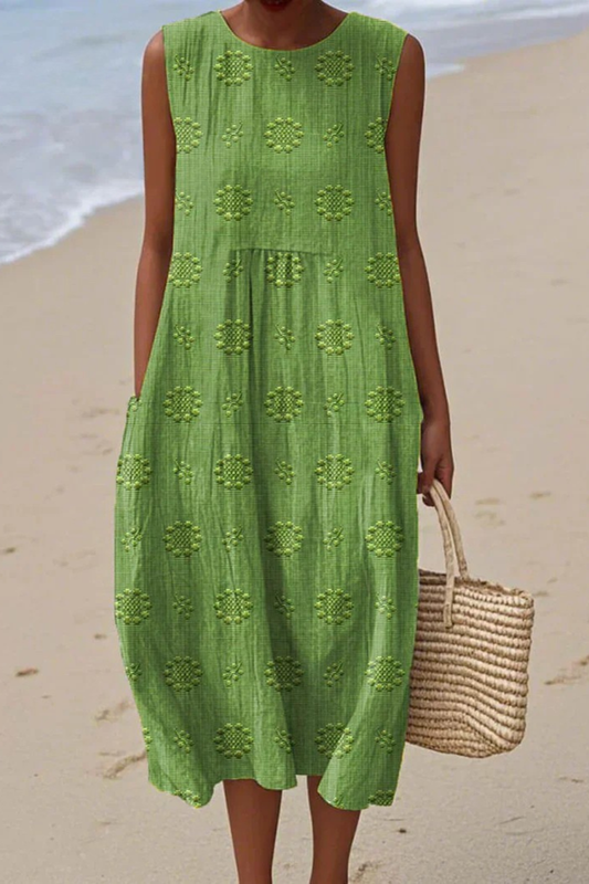 Summer Embroidered Sleeveless Dress - Luxivelle