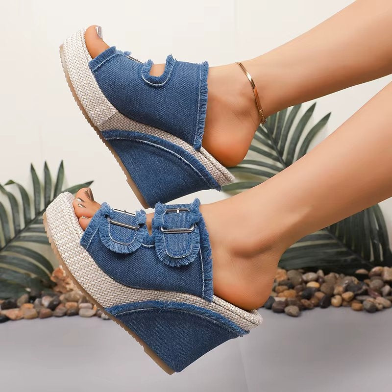 Fashionable High Heel Buckle Strap Sandals - Luxivelle