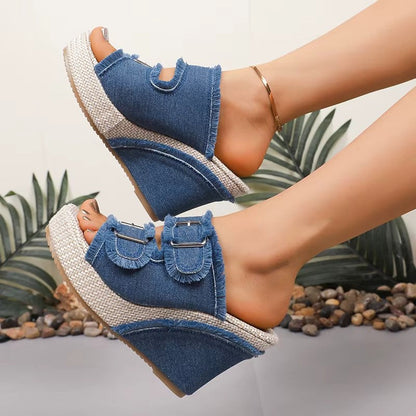 Fashionable High Heel Buckle Strap Sandals - Luxivelle