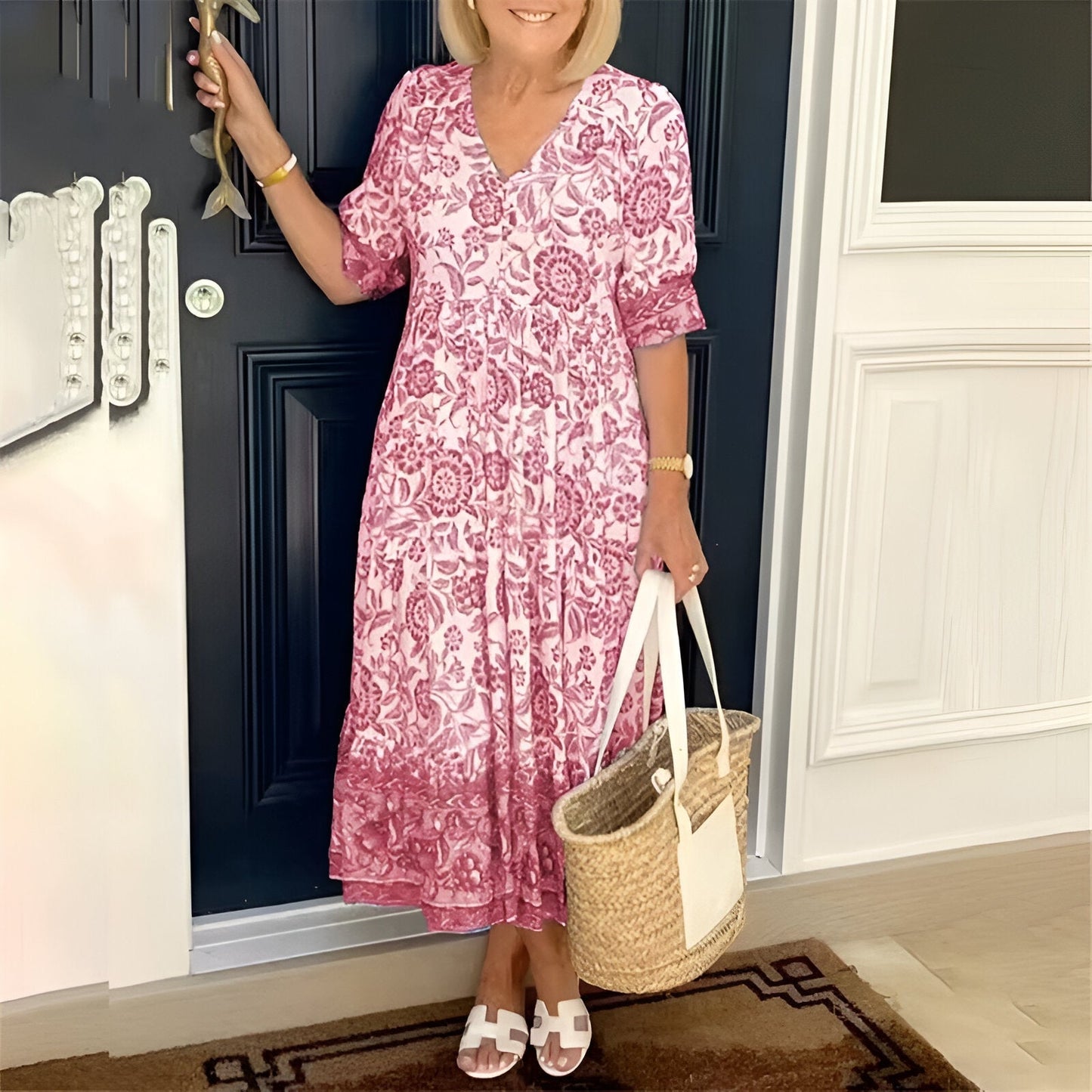 Easy Fit V-Neck Summer Dress for Women