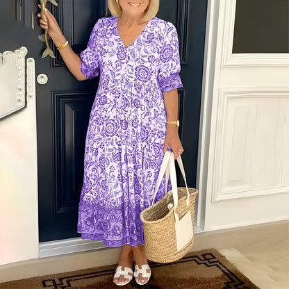 Easy Fit V-Neck Summer Dress for Women