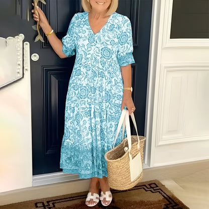 Easy Fit V-Neck Summer Dress for Women