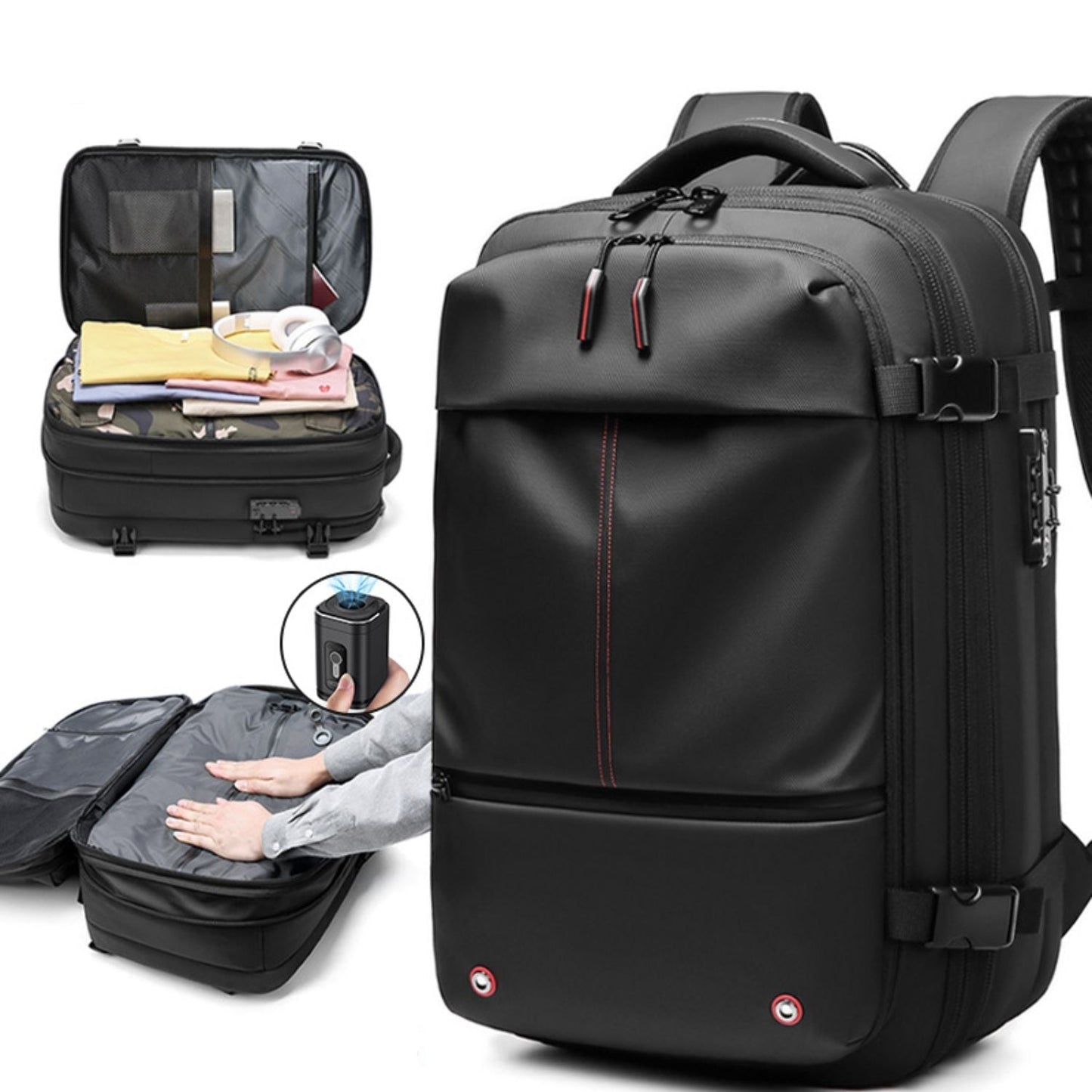 Compact Travel Backpack with Vacuum Compression System