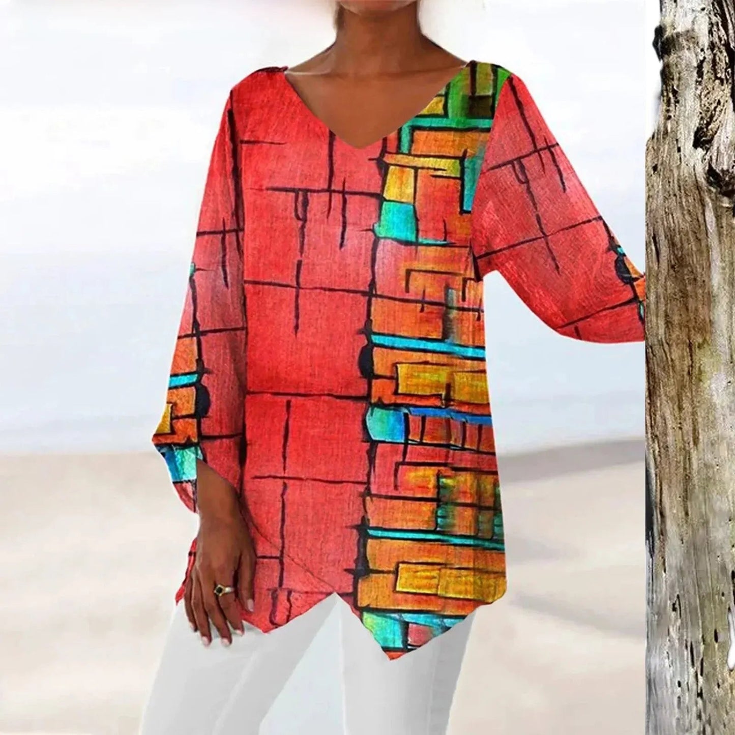 Nadine | Trendy Long Sleeve V Neck Top