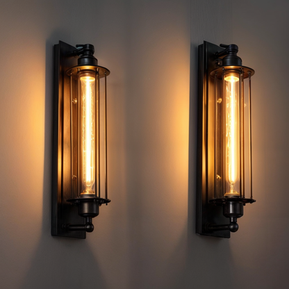 Rustic Metal Wall Lamp - Classic Cage Light Fixture