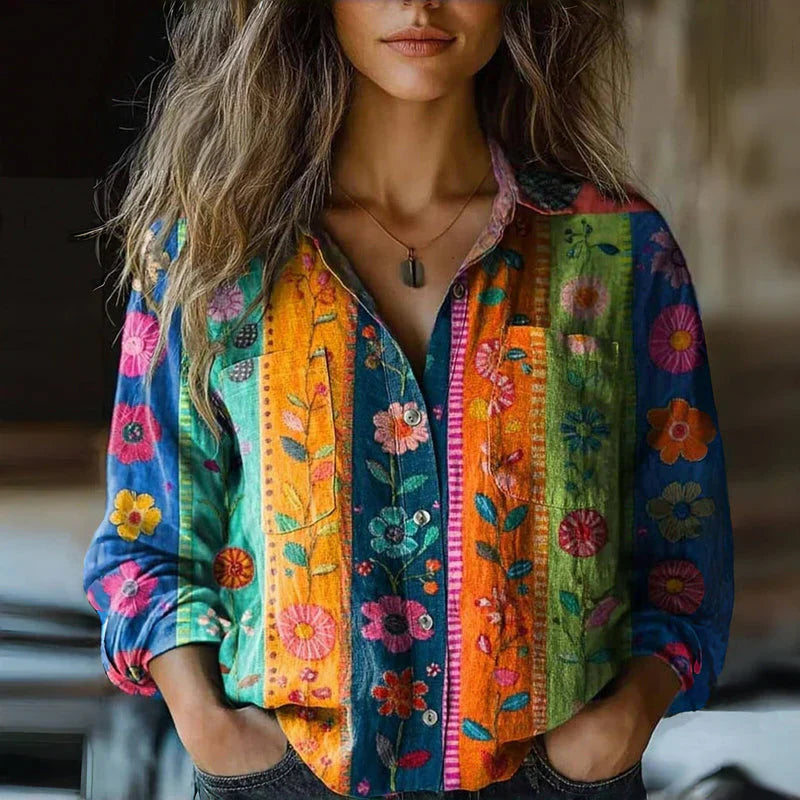 Classic Floral Loose Fit Long Sleeve Top