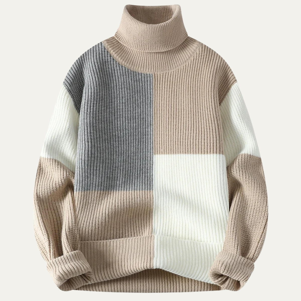 VogeLuxe | Men’s Bold Colorblock Turtleneck Sweater 0