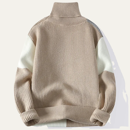 VogeLuxe | Men’s Bold Colorblock Turtleneck Sweater 1