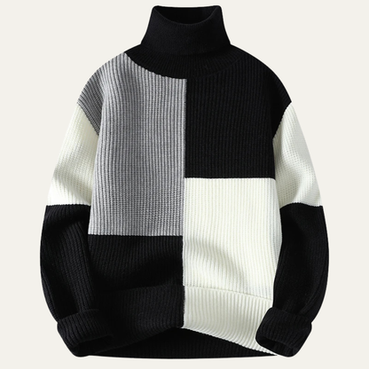 VogeLuxe | Men’s Bold Colorblock Turtleneck Sweater 5