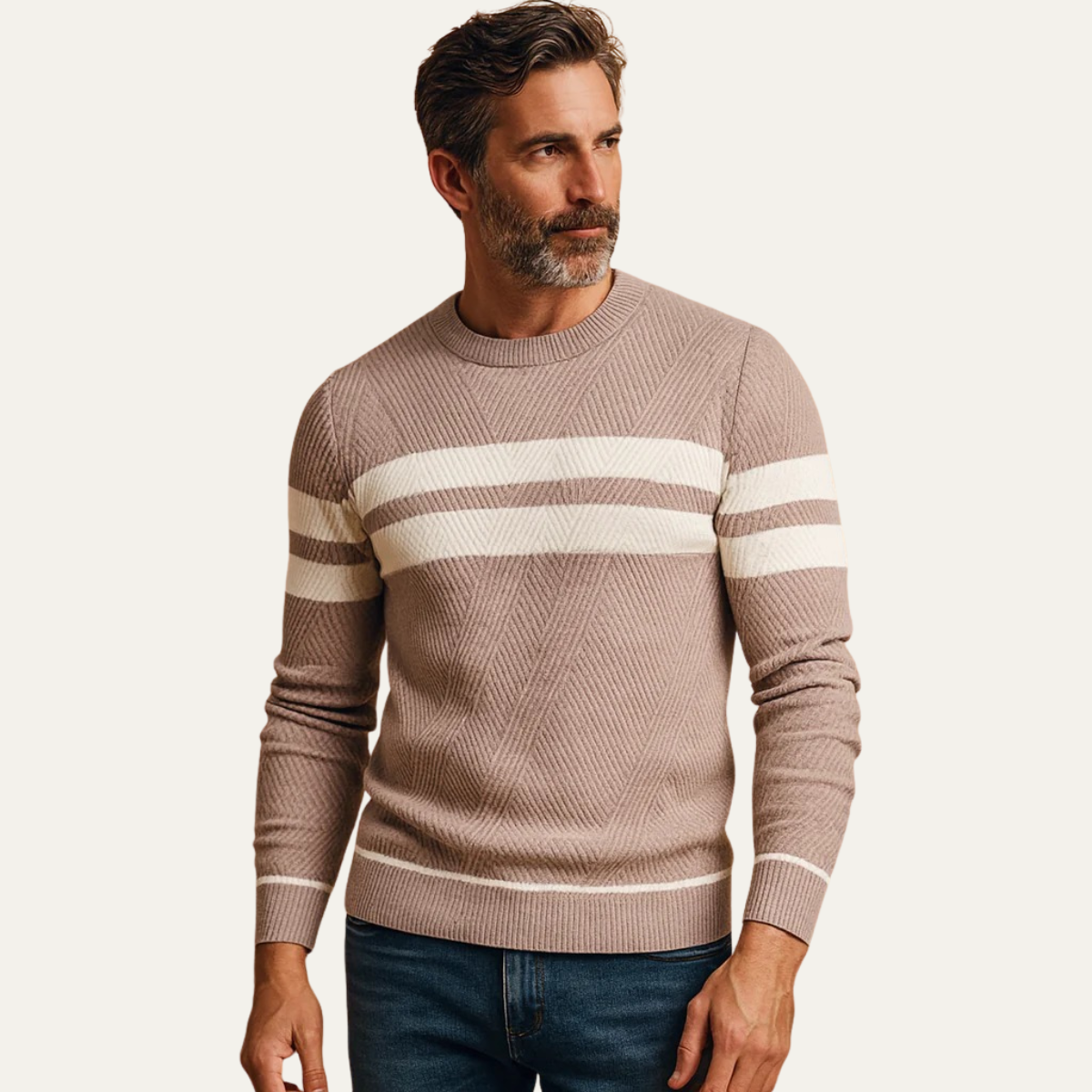 VogeLuxe | Men’s Bold Stripe Crewneck Sweater 1