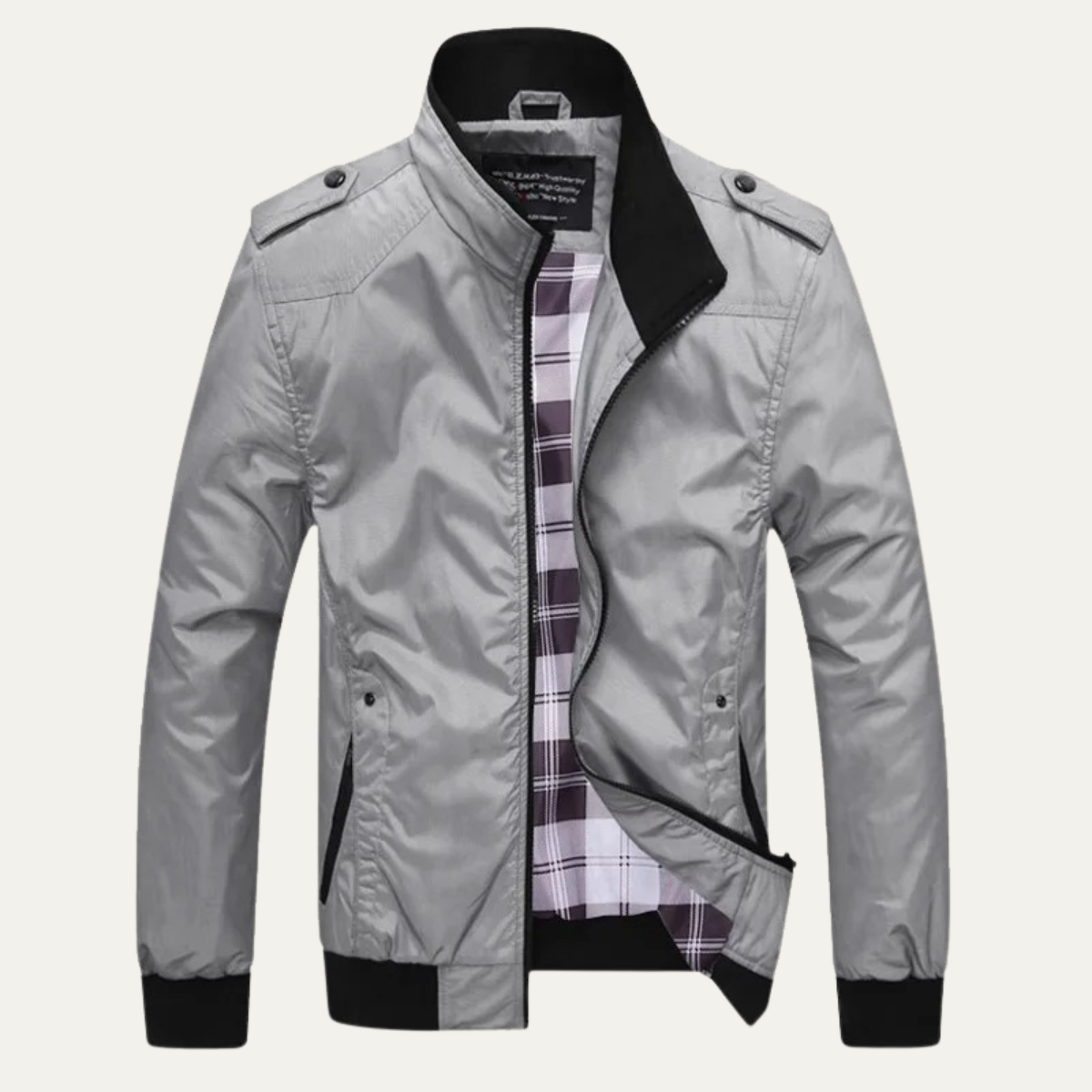 VogeLuxe | Men’s Bomber Jacket with Stand Collar 12
