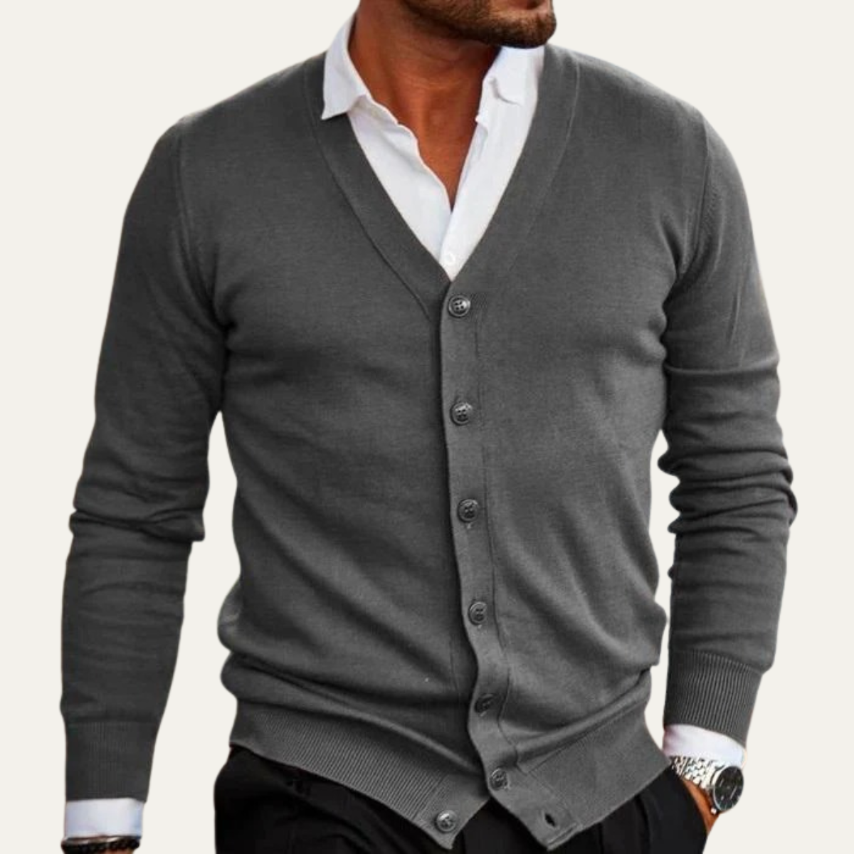 VogeLuxe | Men’s Button-Down Cardigan Sweater 3