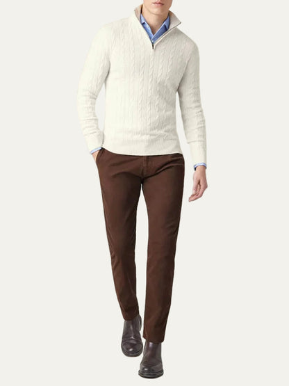 VogeLuxe | Men’s Cable-Knit Quarter-Zip Jumper 1