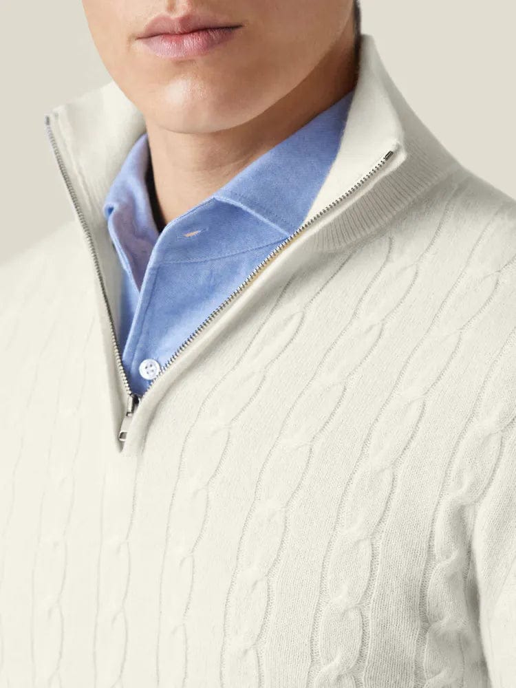 VogeLuxe | Men’s Cable-Knit Quarter-Zip Jumper 3