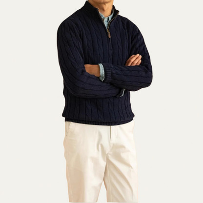 VogeLuxe | Men’s Cable-Knit Quarter-Zip Jumper 5