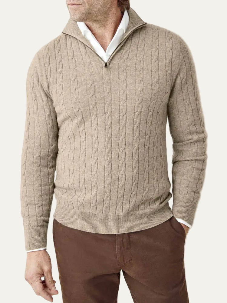 VogeLuxe | Men’s Cable-Knit Quarter-Zip Jumper 6