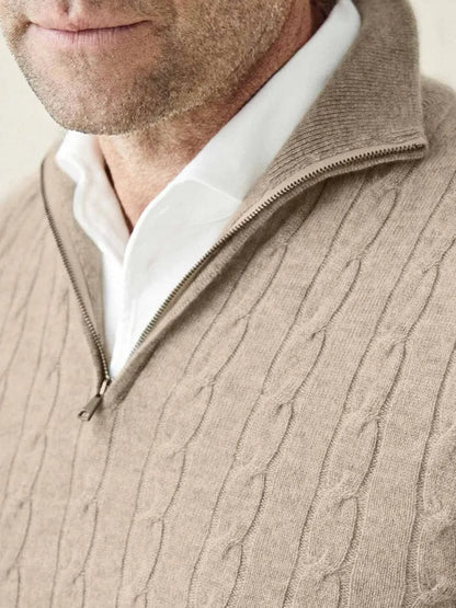 VogeLuxe | Men’s Cable-Knit Quarter-Zip Jumper 7