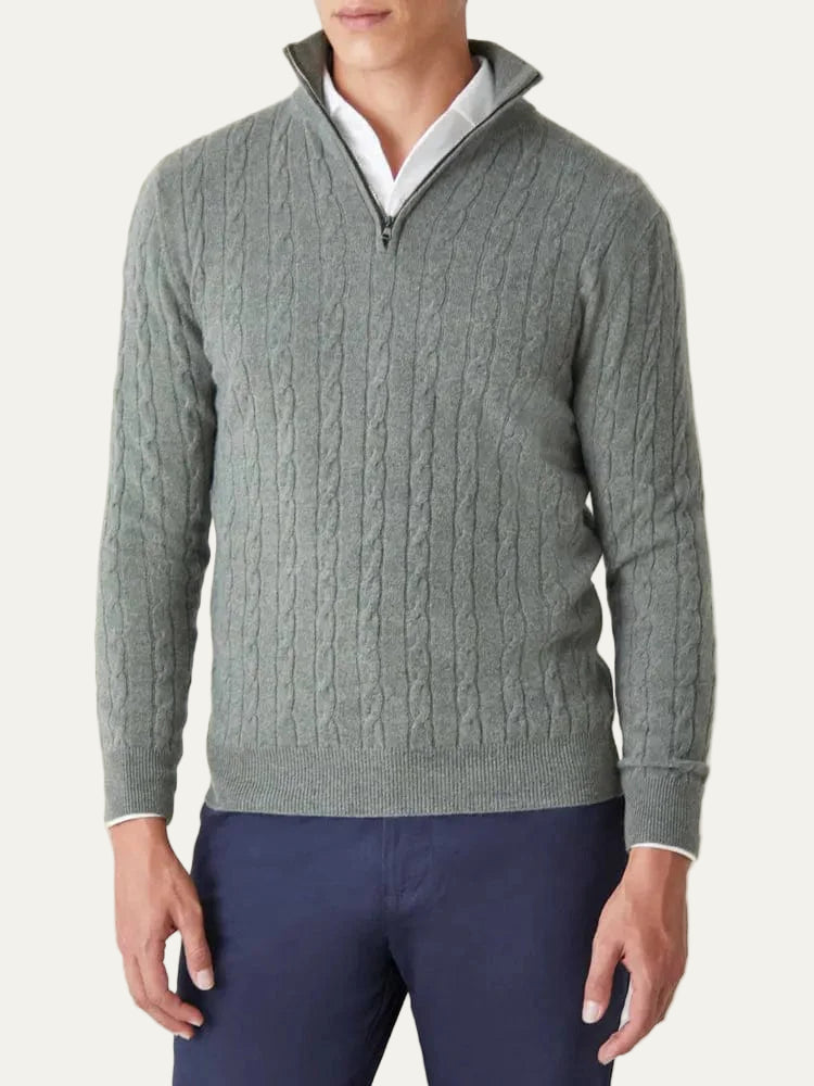 VogeLuxe | Men’s Cable-Knit Quarter-Zip Jumper 8