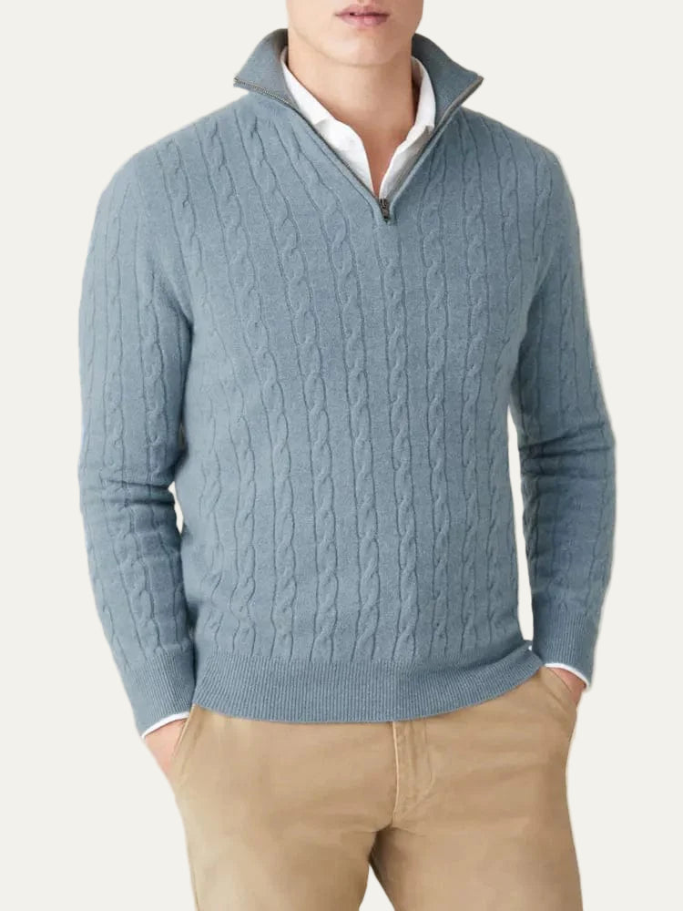 VogeLuxe | Men’s Cable-Knit Quarter-Zip Jumper 9