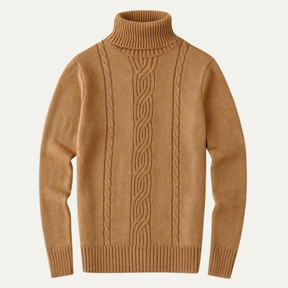 VogeLuxe | Men’s Cable-Knit Turtleneck Sweater 1