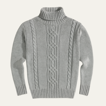 VogeLuxe | Men’s Cable-Knit Turtleneck Sweater 2