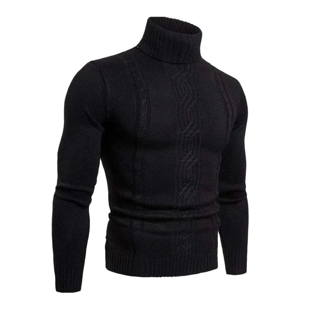 VogeLuxe | Men’s Cable-Knit Turtleneck Sweater 4