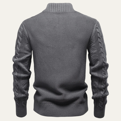 VogeLuxe | Men’s Cable Knit Full Zip Cardigan 2