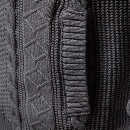 VogeLuxe | Men’s Cable Knit Full Zip Cardigan 3
