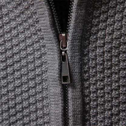 VogeLuxe | Men’s Cable Knit Full Zip Cardigan 4