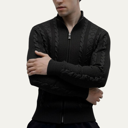 VogeLuxe | Men’s Cable Knit Full Zip Cardigan 6