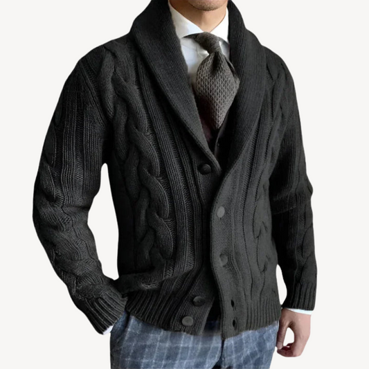VogeLuxe | Men’s Cable Knit Shawl Cardigan 0