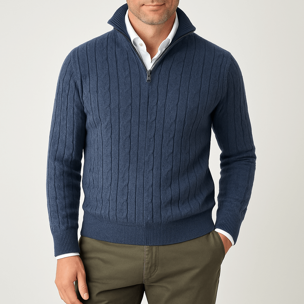 VogeLuxe | Men’s Cable Knit Turtleneck Pullover 1