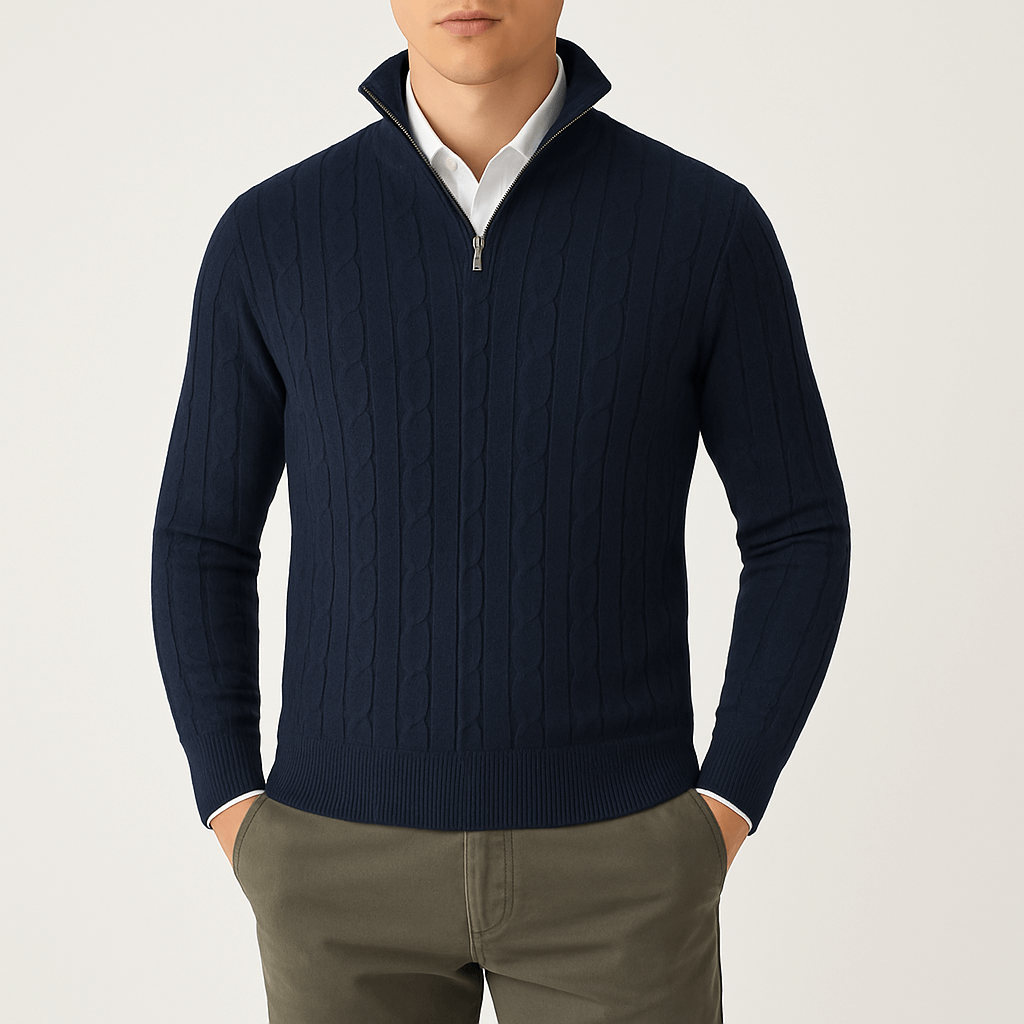 VogeLuxe | Men’s Cable Knit Turtleneck Pullover 2