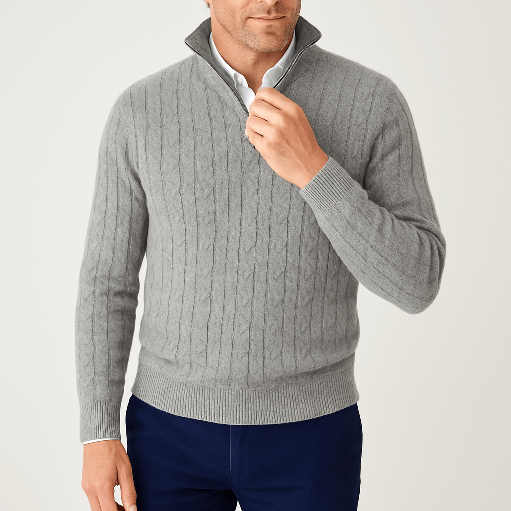 VogeLuxe | Men’s Cable Knit Turtleneck Pullover 3