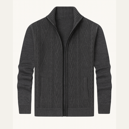 VogeLuxe | Men’s Cable Knit Zip Sweater 1