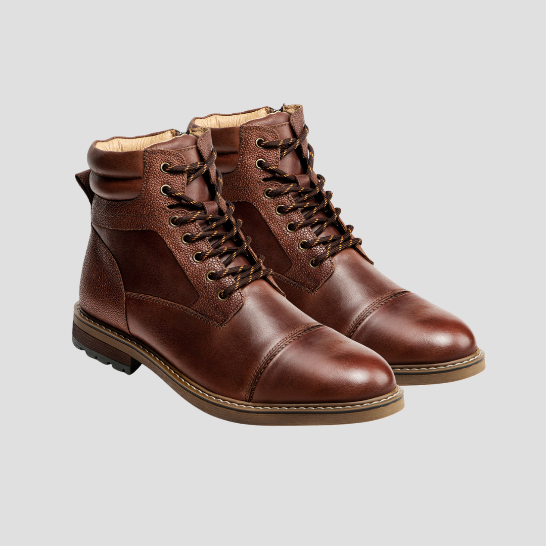 VogeLuxe | Men’s Cap-Toe Combat Lace-Up Boots 0